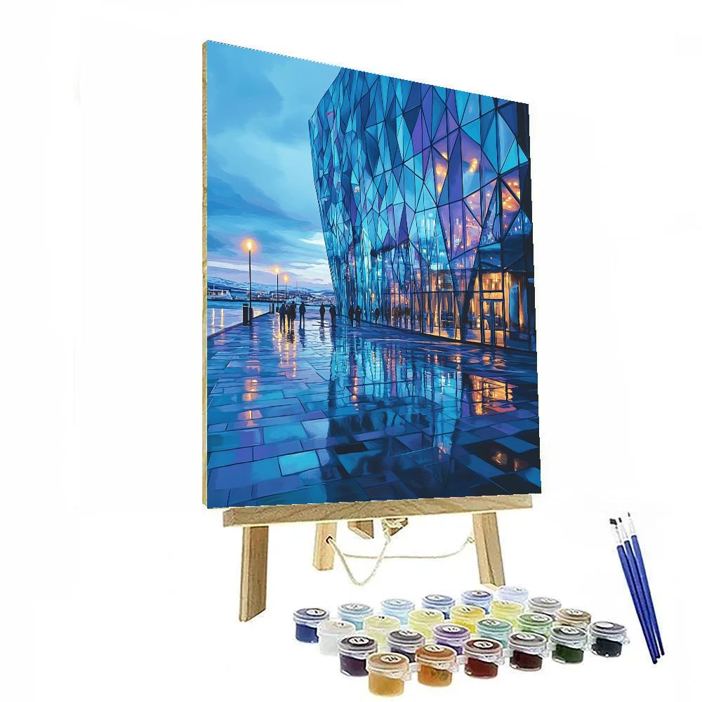 Ice Blue Calm At Harpa Concert Hall Reykjavik Iceland paint by number