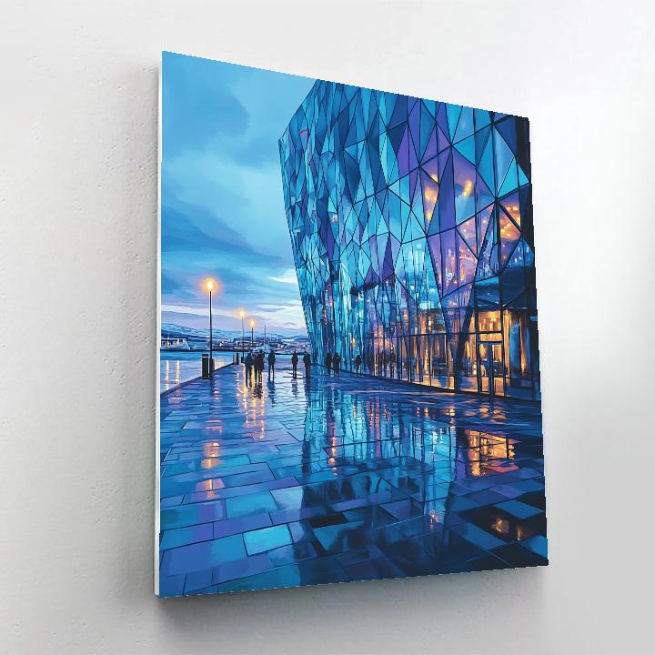 Ice Blue Calm At Harpa Concert Hall Reykjavik Iceland paint by number