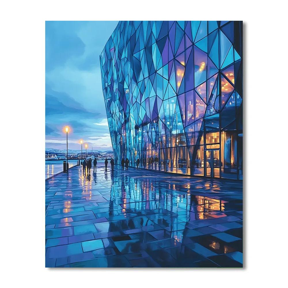 Ice Blue Calm At Harpa Concert Hall Reykjavik Iceland paint by number