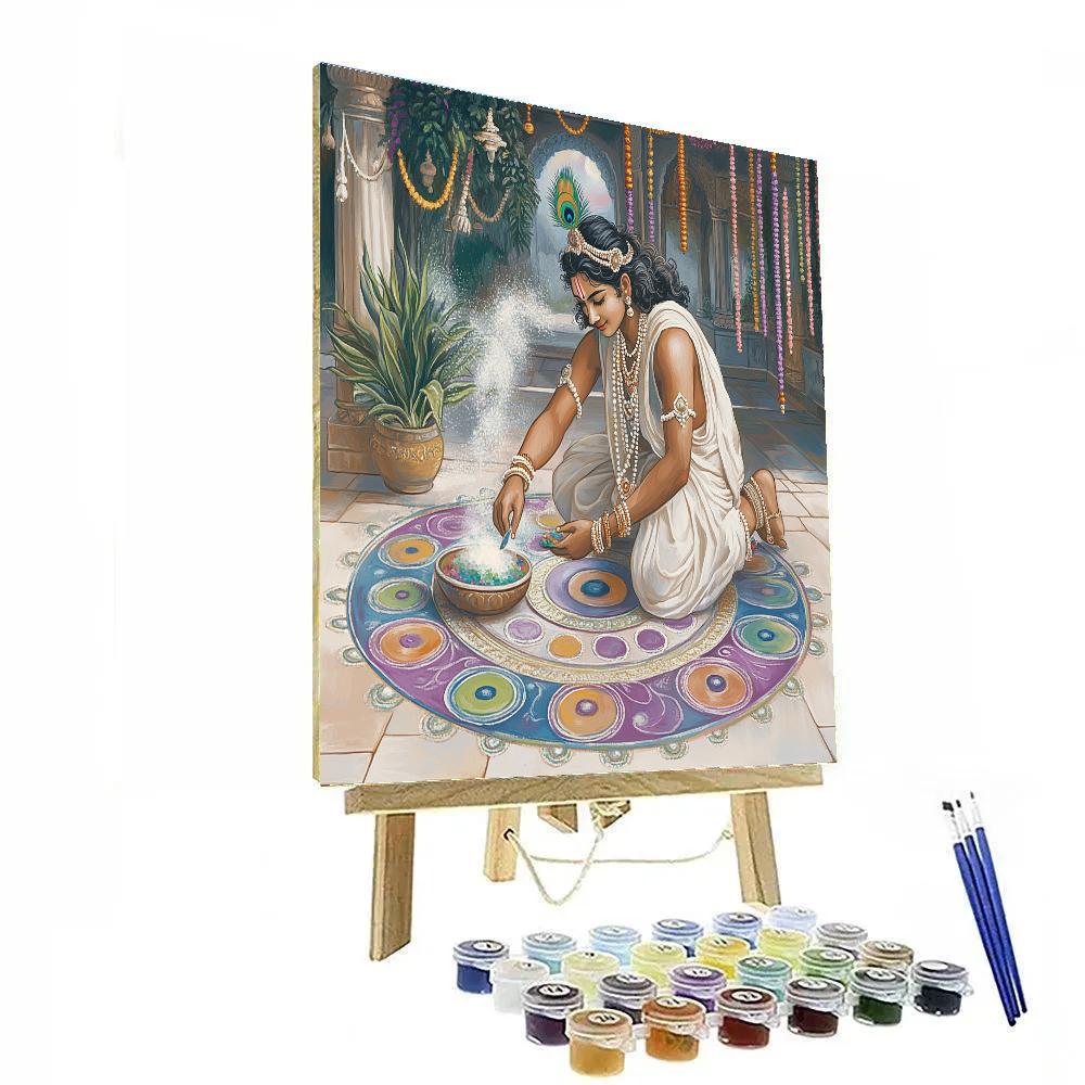 Krishna Painting Rangoli Of Planets Numbered painting kits