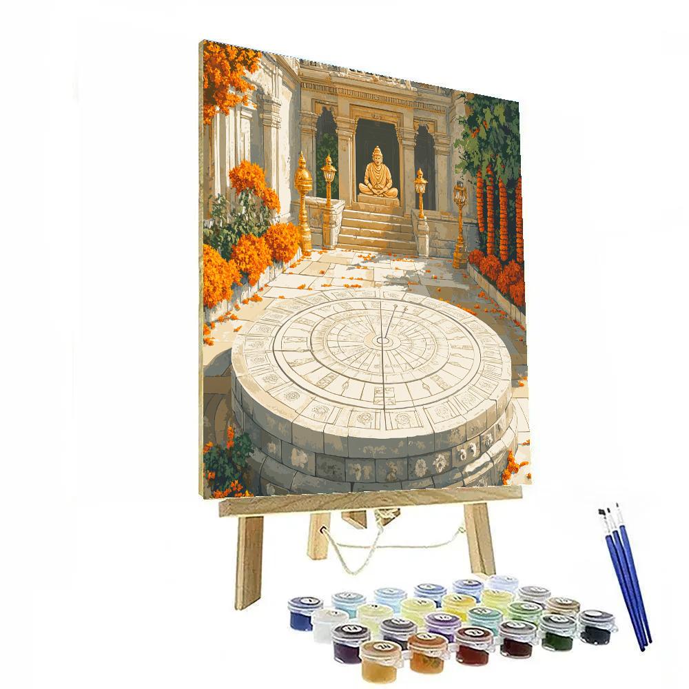 Temple Courtyard Sundial Of Brahma painting number kit