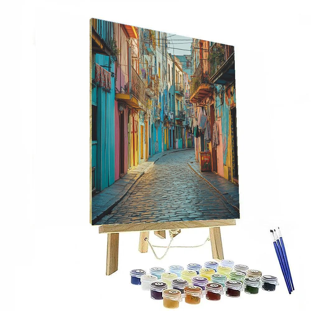 Pastel Dawn At La Boca Caminito Street Buenos Aires Argentina paint by color