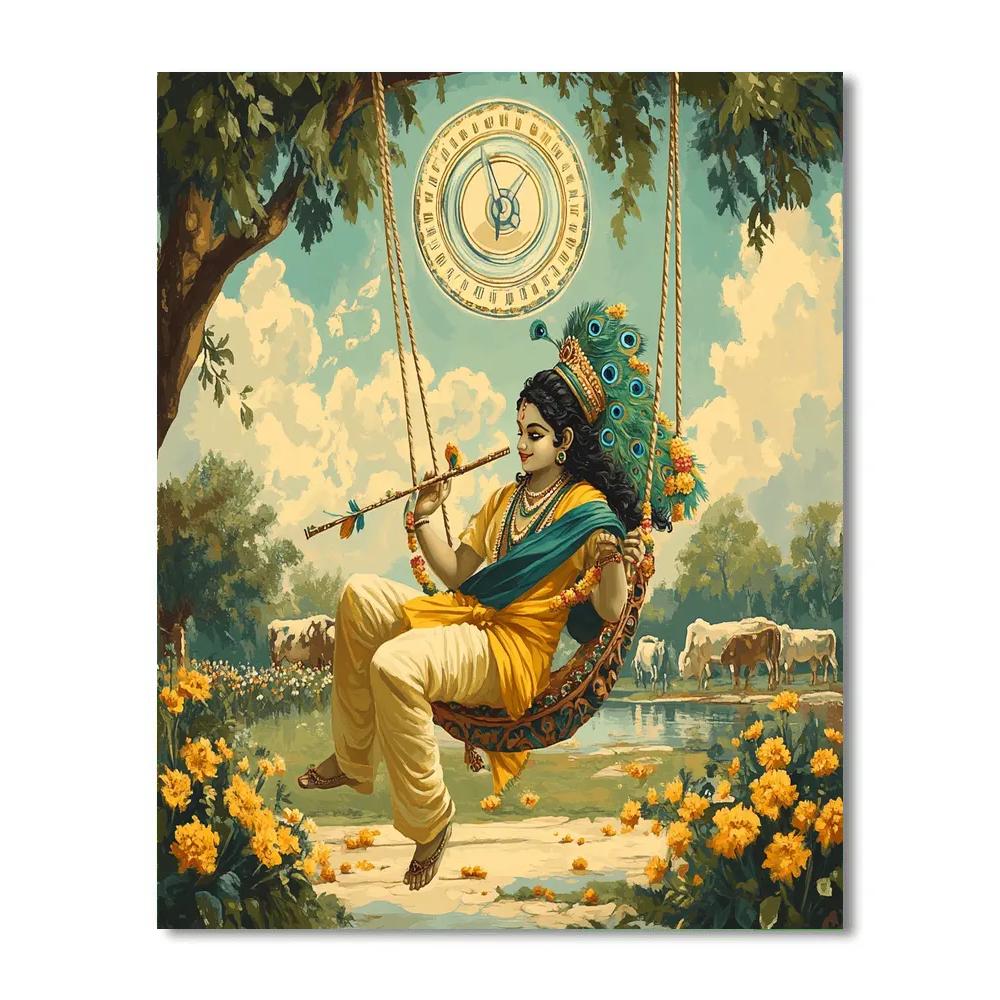 Krishna And The Time Dilation Swing paint by color