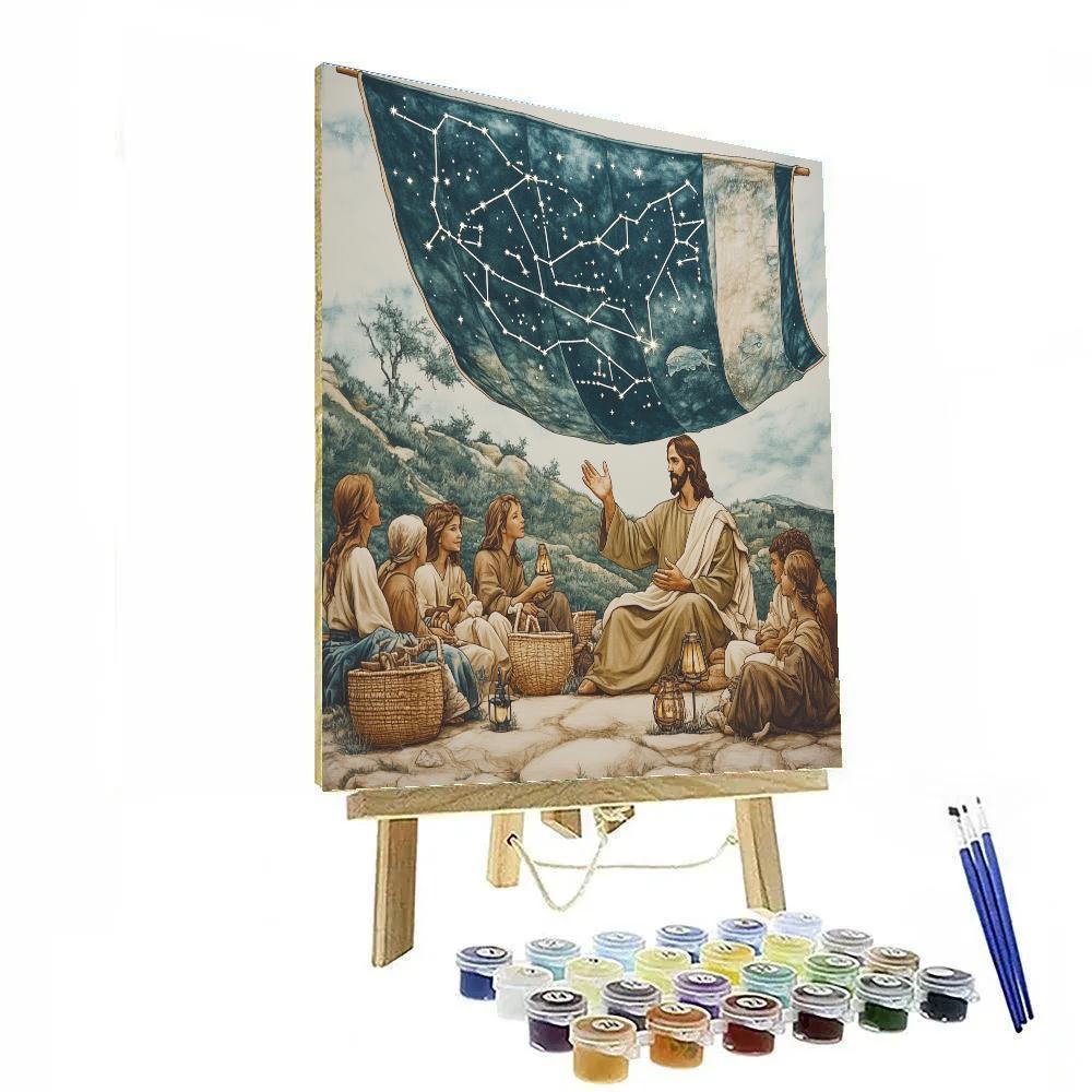 Jesus Teaching Under A Star Map Canopy paint by number