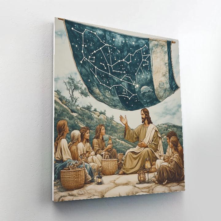 Jesus Teaching Under A Star Map Canopy paint by number