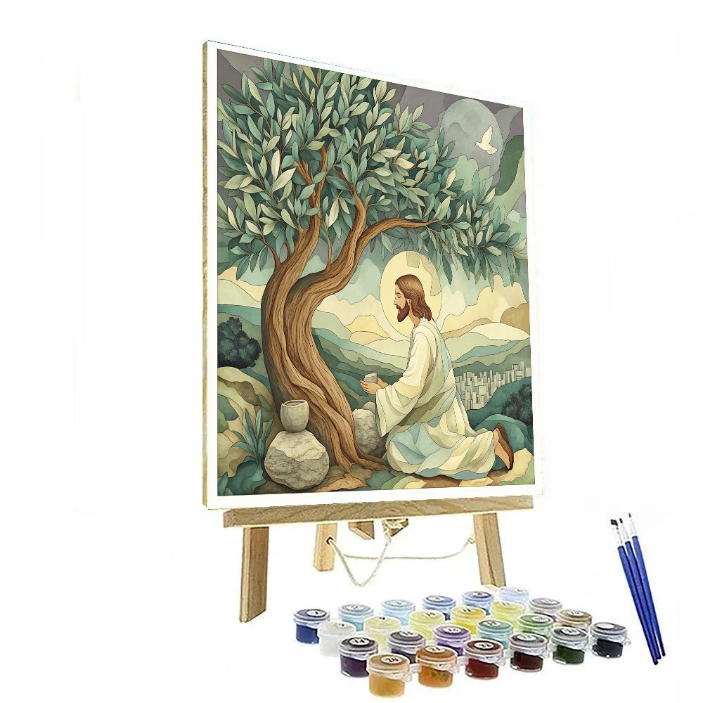 Jesus And The Olive Tree Of Quiet Strength Numbered painting kits