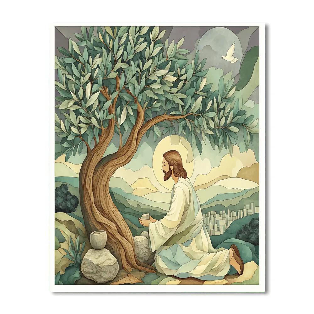 Jesus And The Olive Tree Of Quiet Strength Numbered painting kits