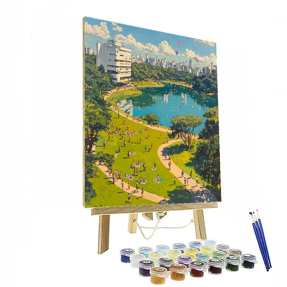 Terraced Green Oasis At Parque Ibirapuera Sao Paulo Brazil paint by numbers