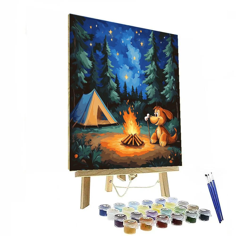 Pluto Camping Marshmallow Moment Disney Inspired paint by numbers