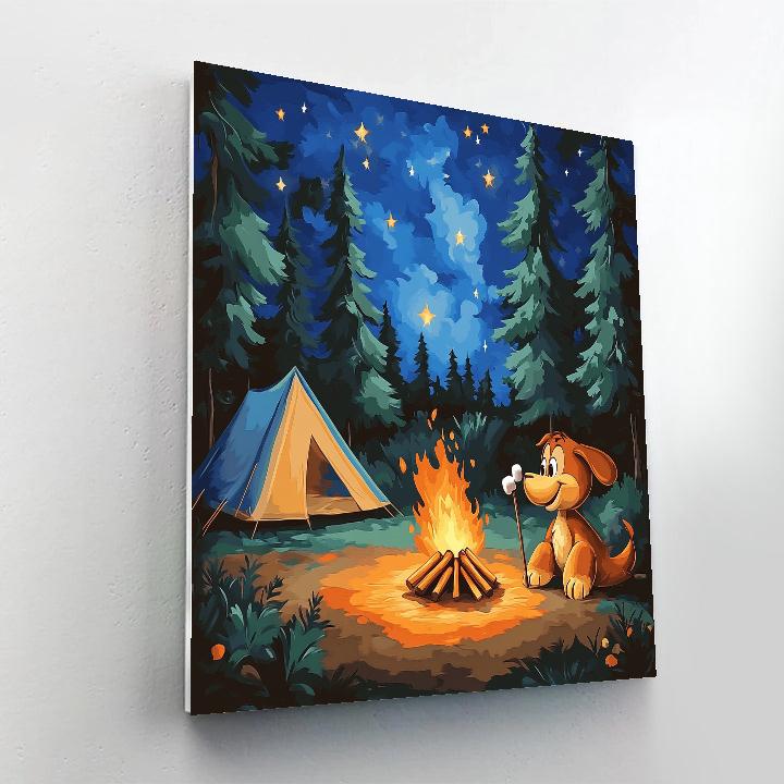 Pluto Camping Marshmallow Moment Disney Inspired paint by numbers