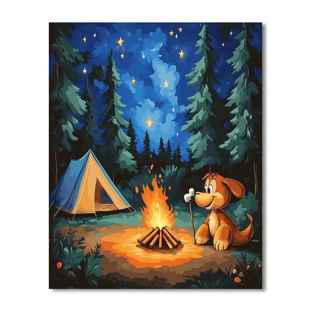 Pluto Camping Marshmallow Moment Disney Inspired paint by numbers