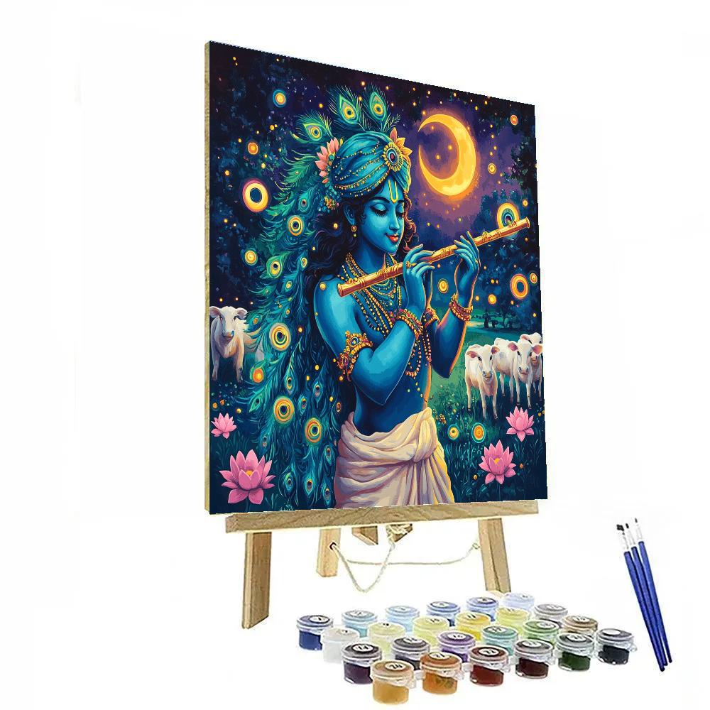 Krishna Playing The Orbit Flute Painting by numbers kit