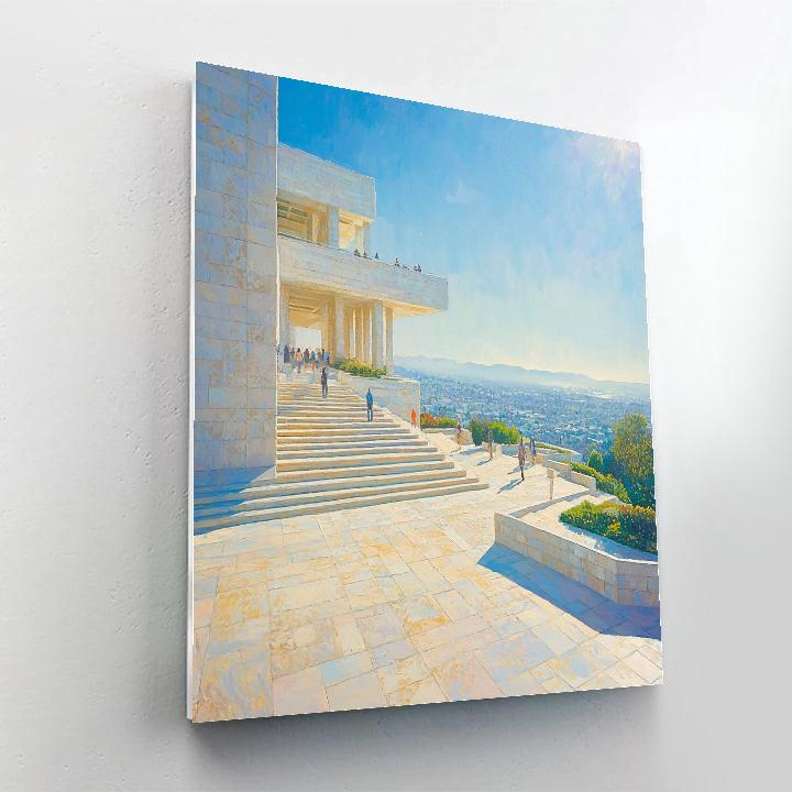 Sunlit Marble Steps At The Getty Center Los Angeles United States Number painting