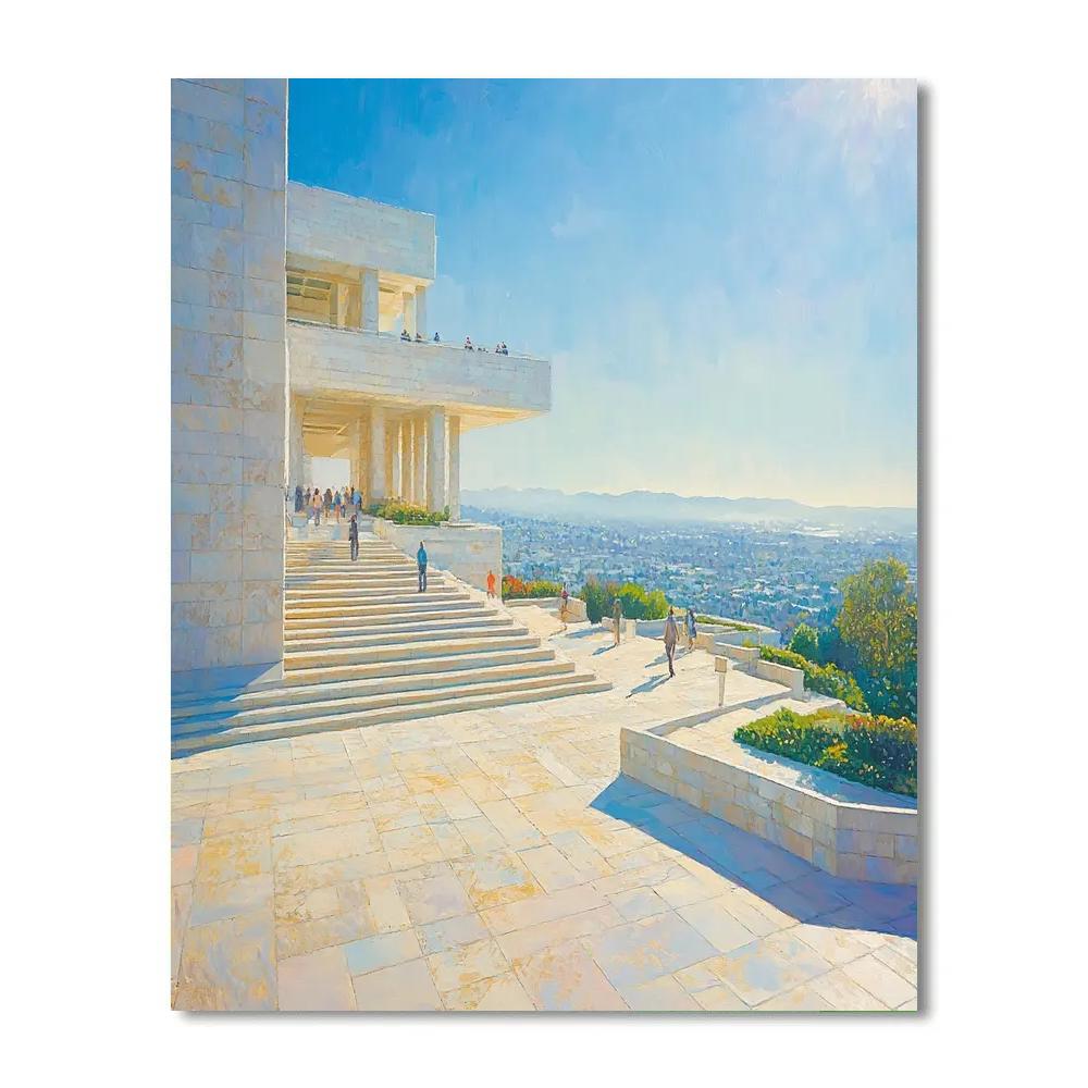 Sunlit Marble Steps At The Getty Center Los Angeles United States Number painting