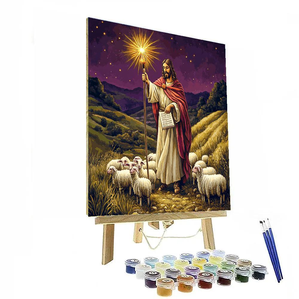 Jesus The Shepherd With Star Lanterns Numbered painting kits