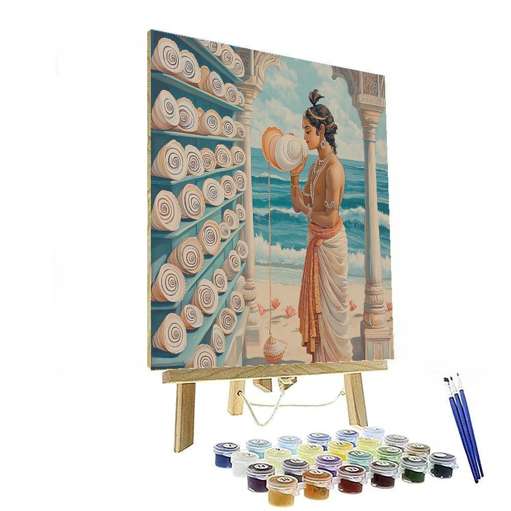 Krishna In The Library Of Sacred Seashells Paint by numbers art