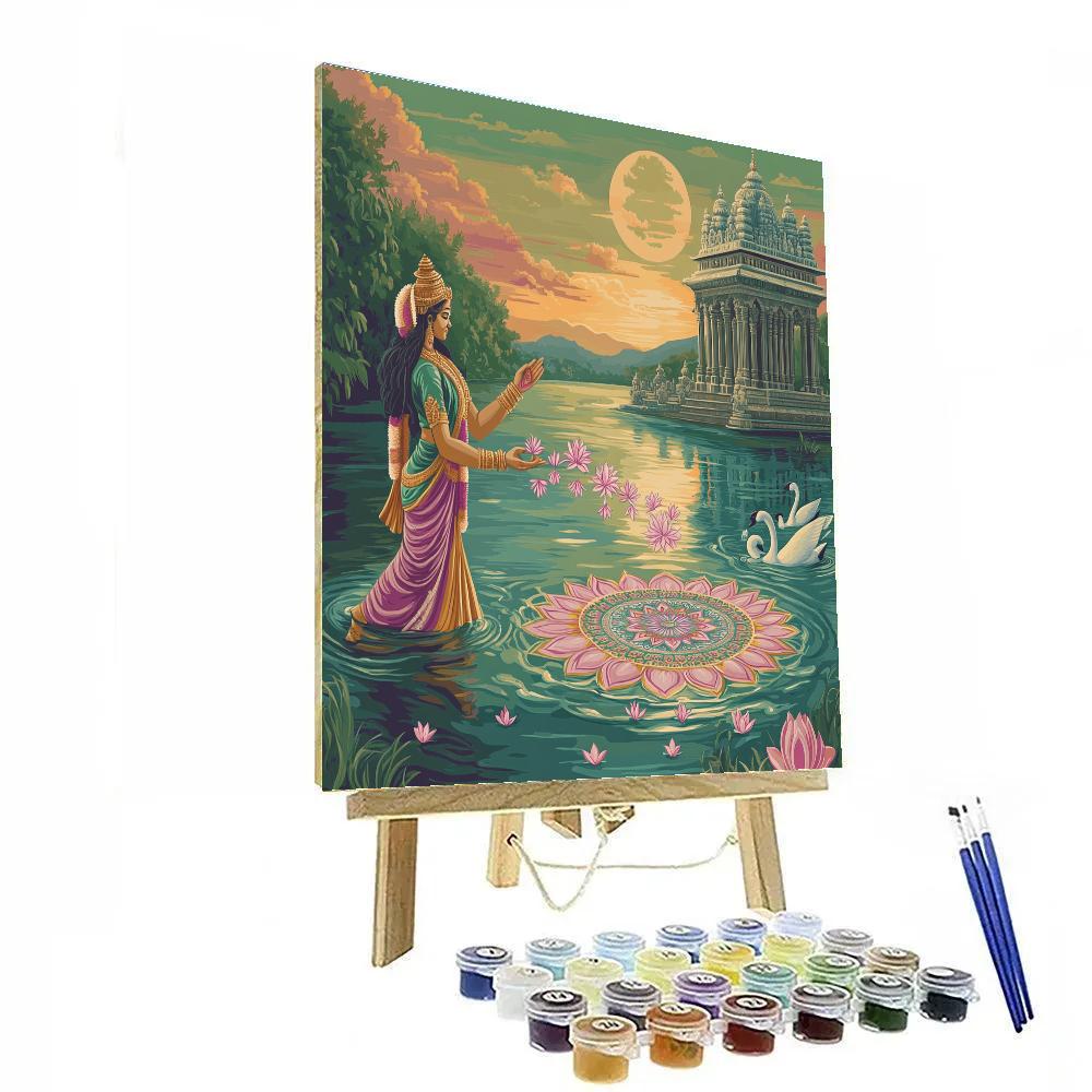 River Mandala Pavilion With Lakshmi paint by number
