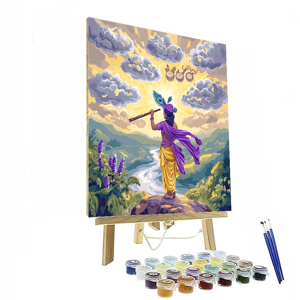 Krishna Conducting The Cloud Orchestra paint by color