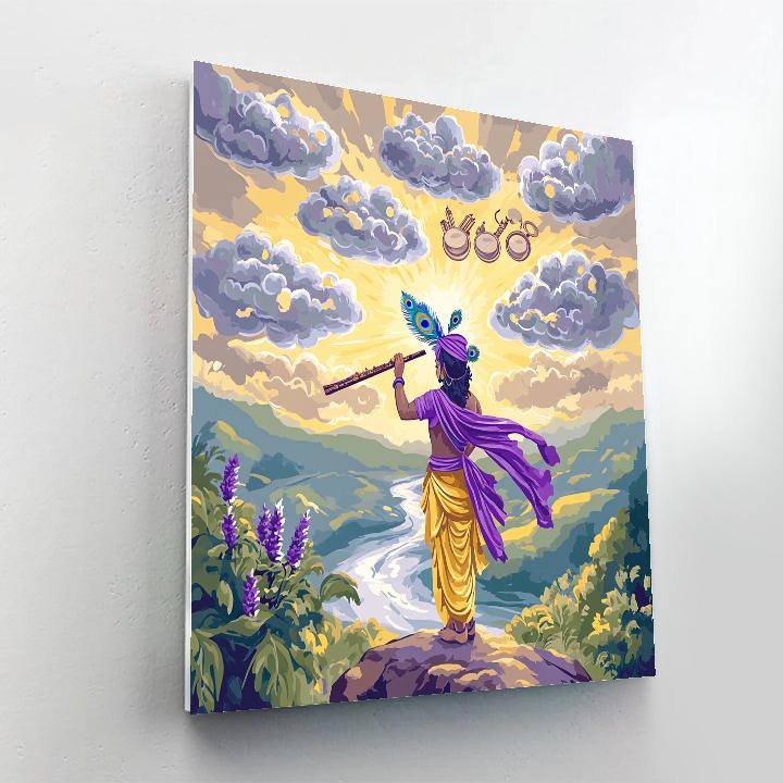 Krishna Conducting The Cloud Orchestra paint by color