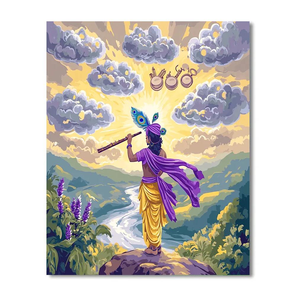 Krishna Conducting The Cloud Orchestra paint by color