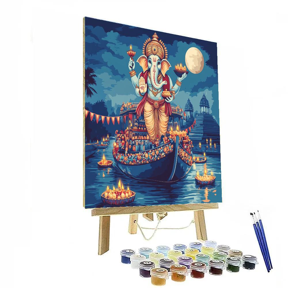Riverboat Festival With Ganesha Blessing Paint by numbers art
