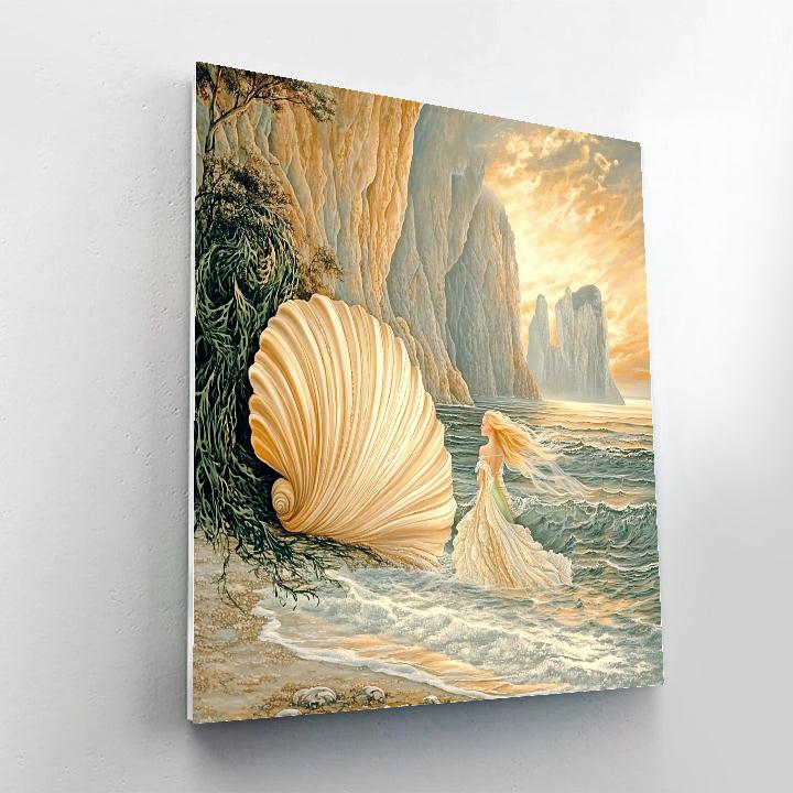 Sandro Botticelli Inspired Mythic Mermaid At Pearl Shore paint by numbers