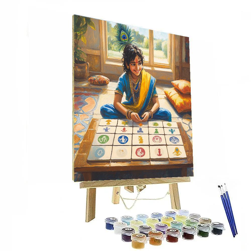 Krishna And The Puzzle Of The Ten Avatars Tiles Numbered painting kits