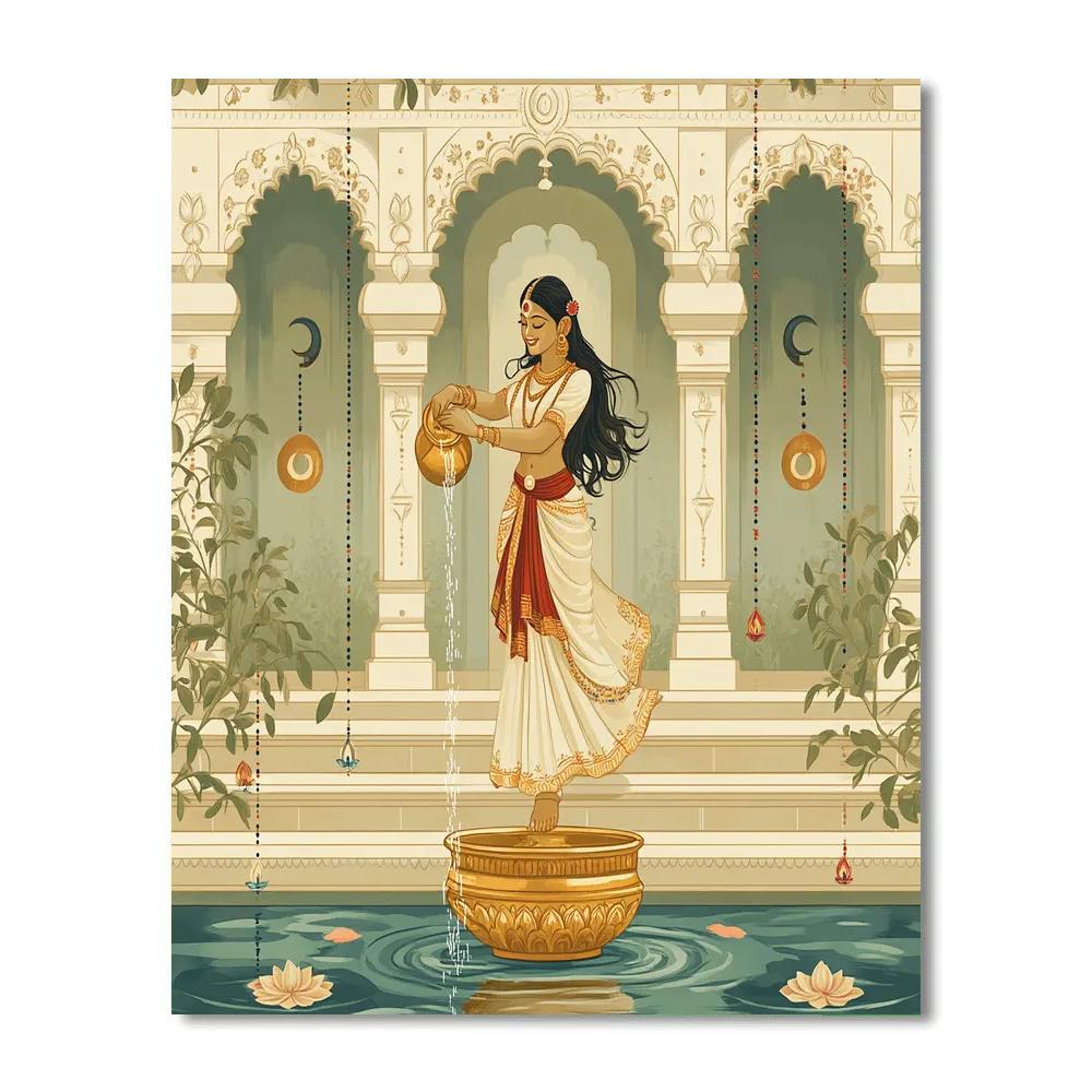 Parvati Moonlit Gauri At The Spring Stepwell painting number kit