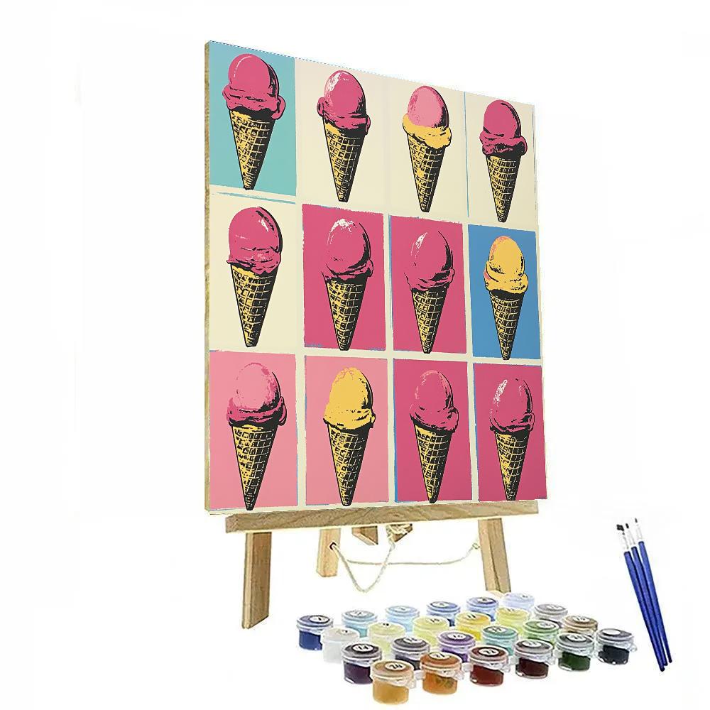 Andy Warhol Inspired Pop Art Ice Cream Celebration DIY paint by numbers