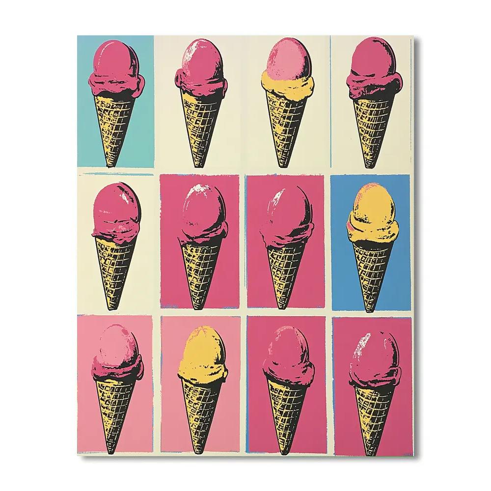 Andy Warhol Inspired Pop Art Ice Cream Celebration DIY paint by numbers