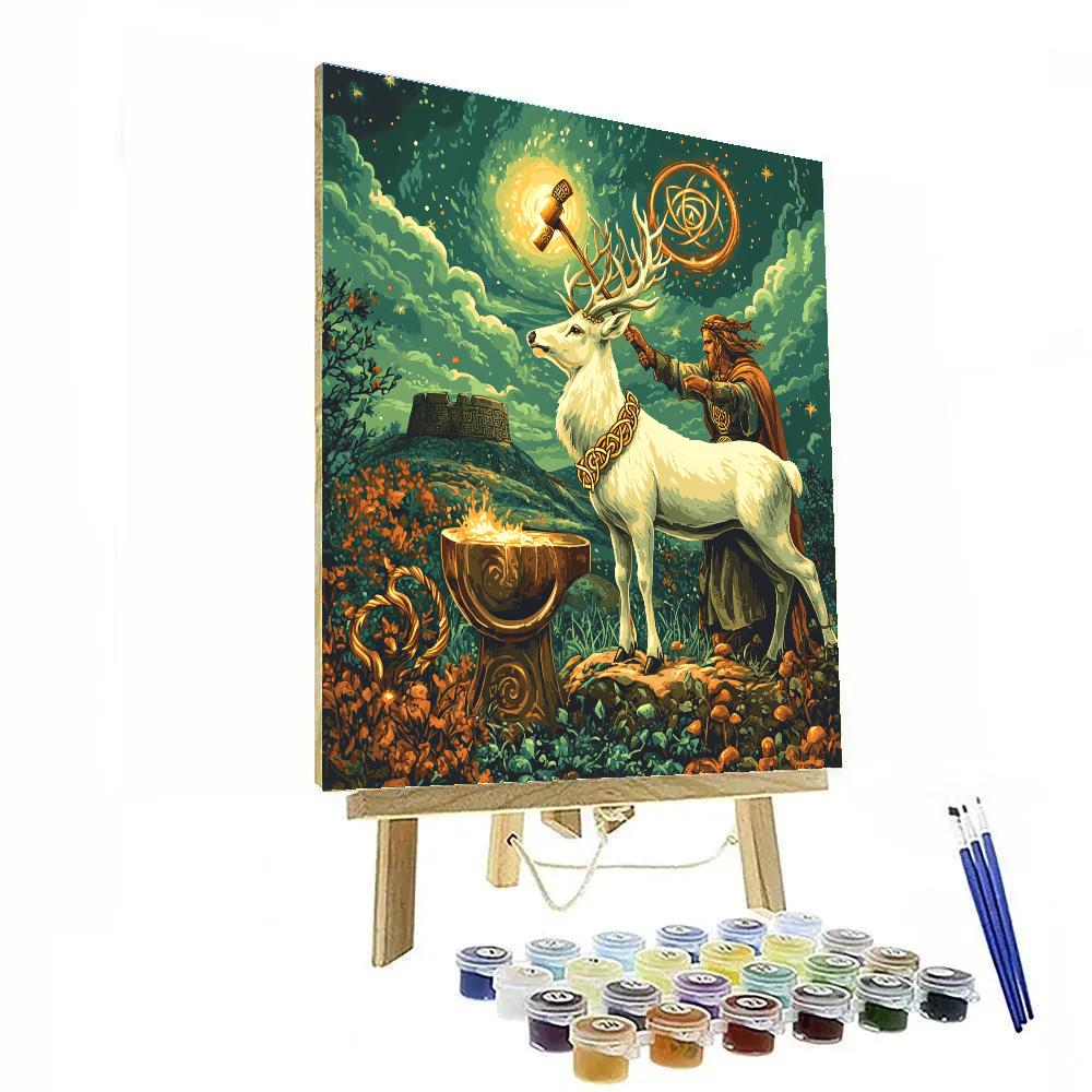 Stag Crowned Celtic Forge Of The Tuatha paint by color