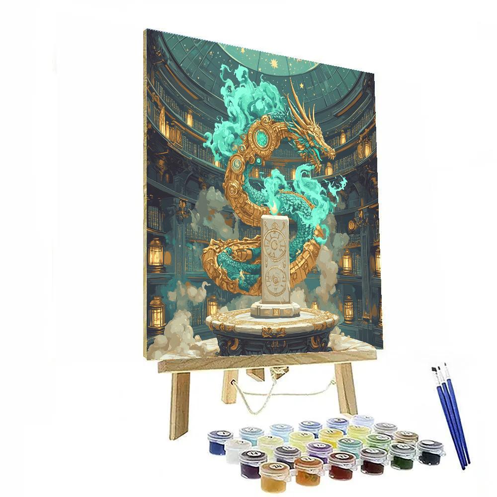 Clockwork Archivist Dragon Number painting