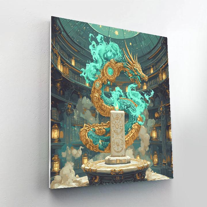 Clockwork Archivist Dragon Number painting