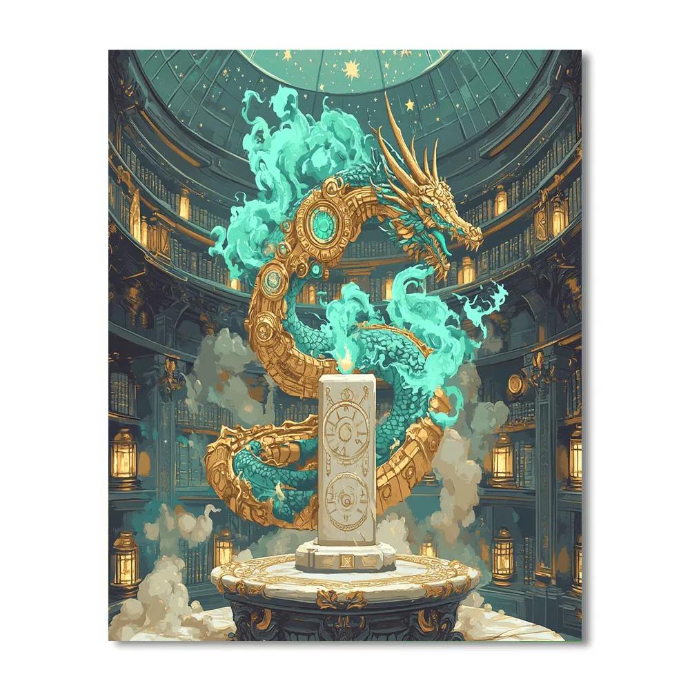 Clockwork Archivist Dragon Number painting
