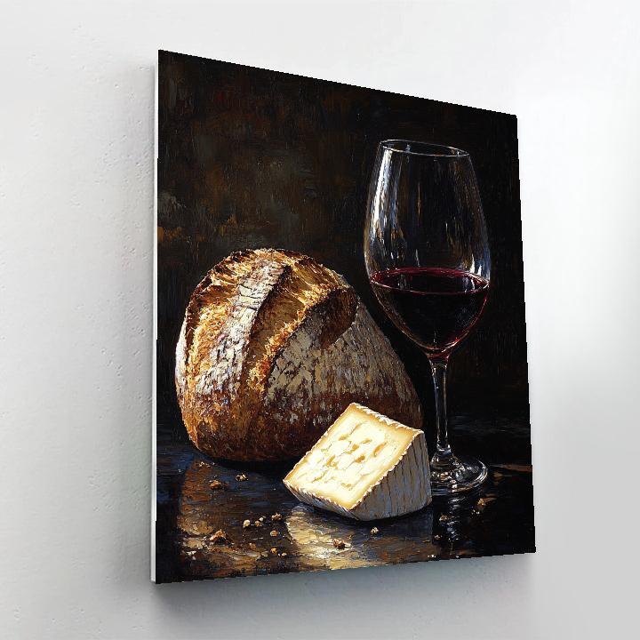 Caravaggio Inspired Still Life Of Bread Cheese And Wine Paint by numbers kits