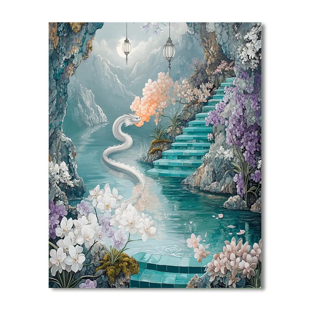 Moonlit Orchid Garden With Dragon Paint by numbers kits