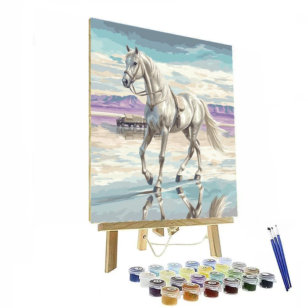 Salt Flat Mirage With Horse Caravan DIY paint by numbers