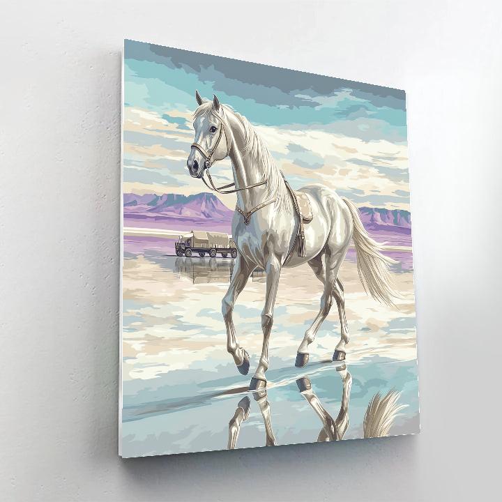 Salt Flat Mirage With Horse Caravan DIY paint by numbers