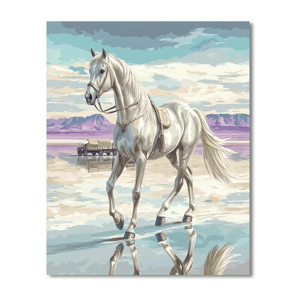 Salt Flat Mirage With Horse Caravan DIY paint by numbers