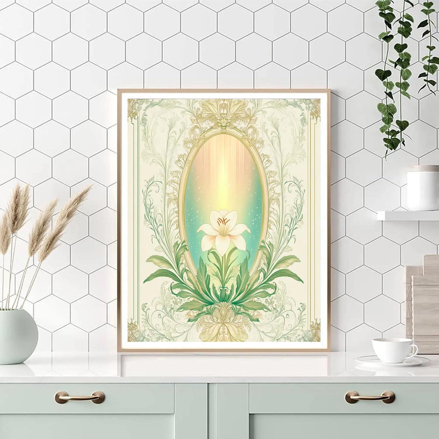 Alphonse Mucha Inspired Aurora Botanical Resonance painting number kit