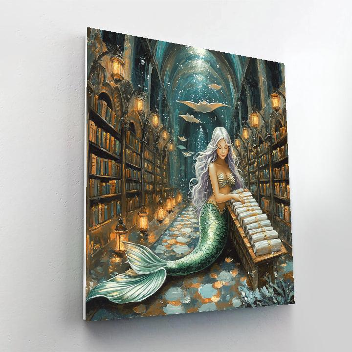 Coral Library With Mermaid Keeper Number painting