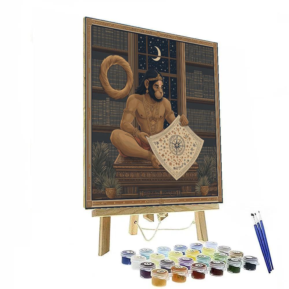 Hanuman In The Library Of Sacred Maps paint by color