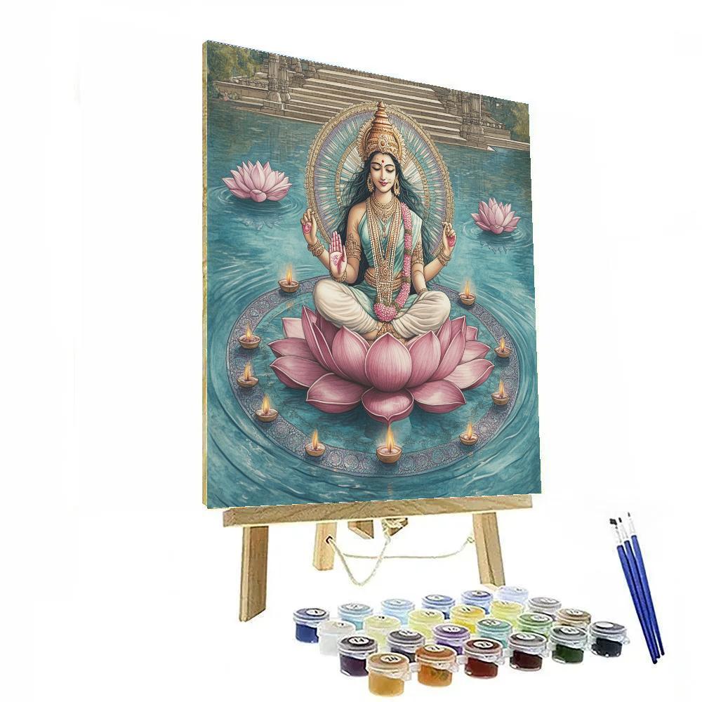Lake Lotus Mandala With Parvati At The Center Paint by numbers kits