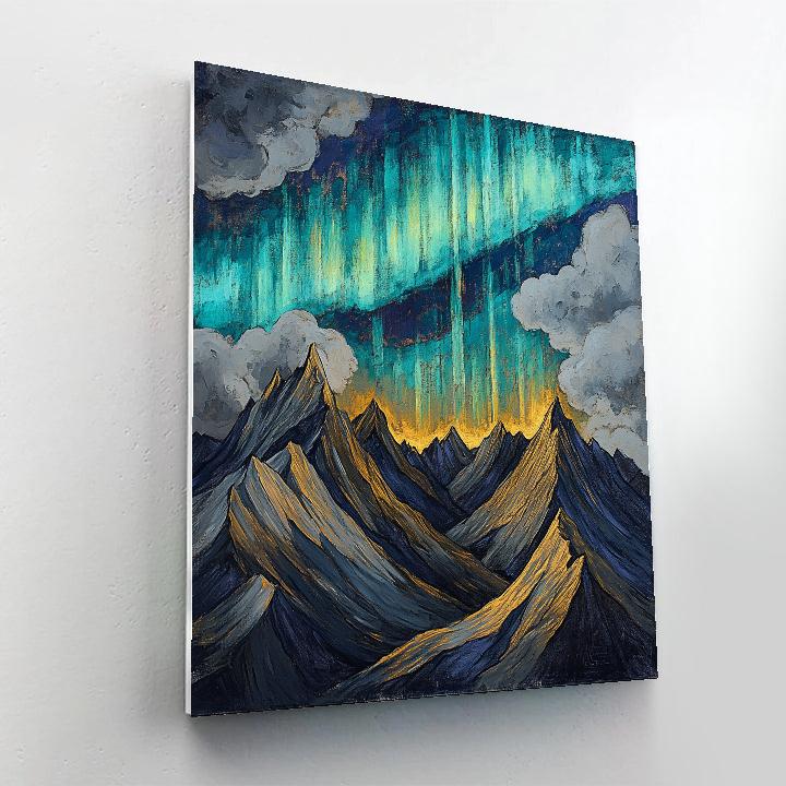 Edgar Degas Inspired Mountain Storm And Aurora Veil Paint by numbers art