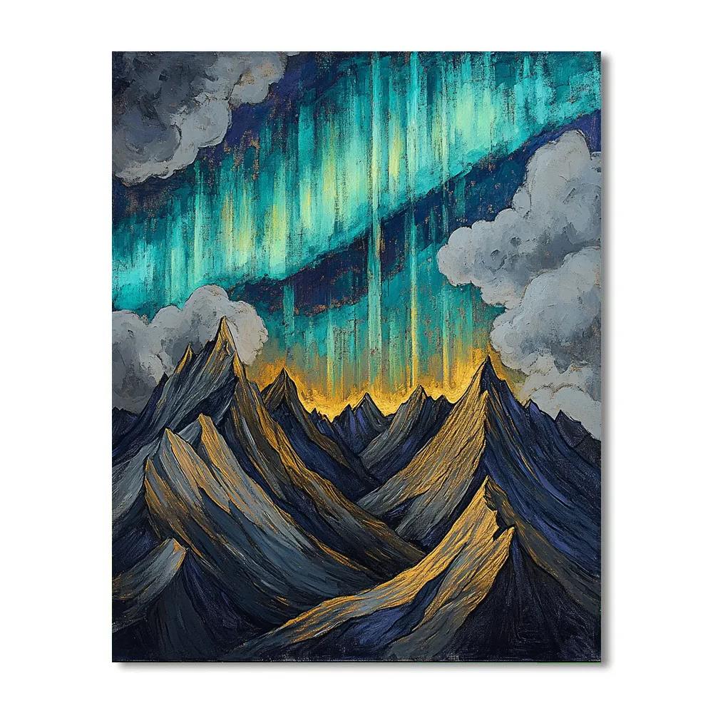 Edgar Degas Inspired Mountain Storm And Aurora Veil Paint by numbers art