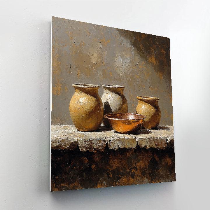 Diego Velázquez Inspired Silvery Bodegon Of Earthenware Jars And Copper Glow Painting by numbers kit