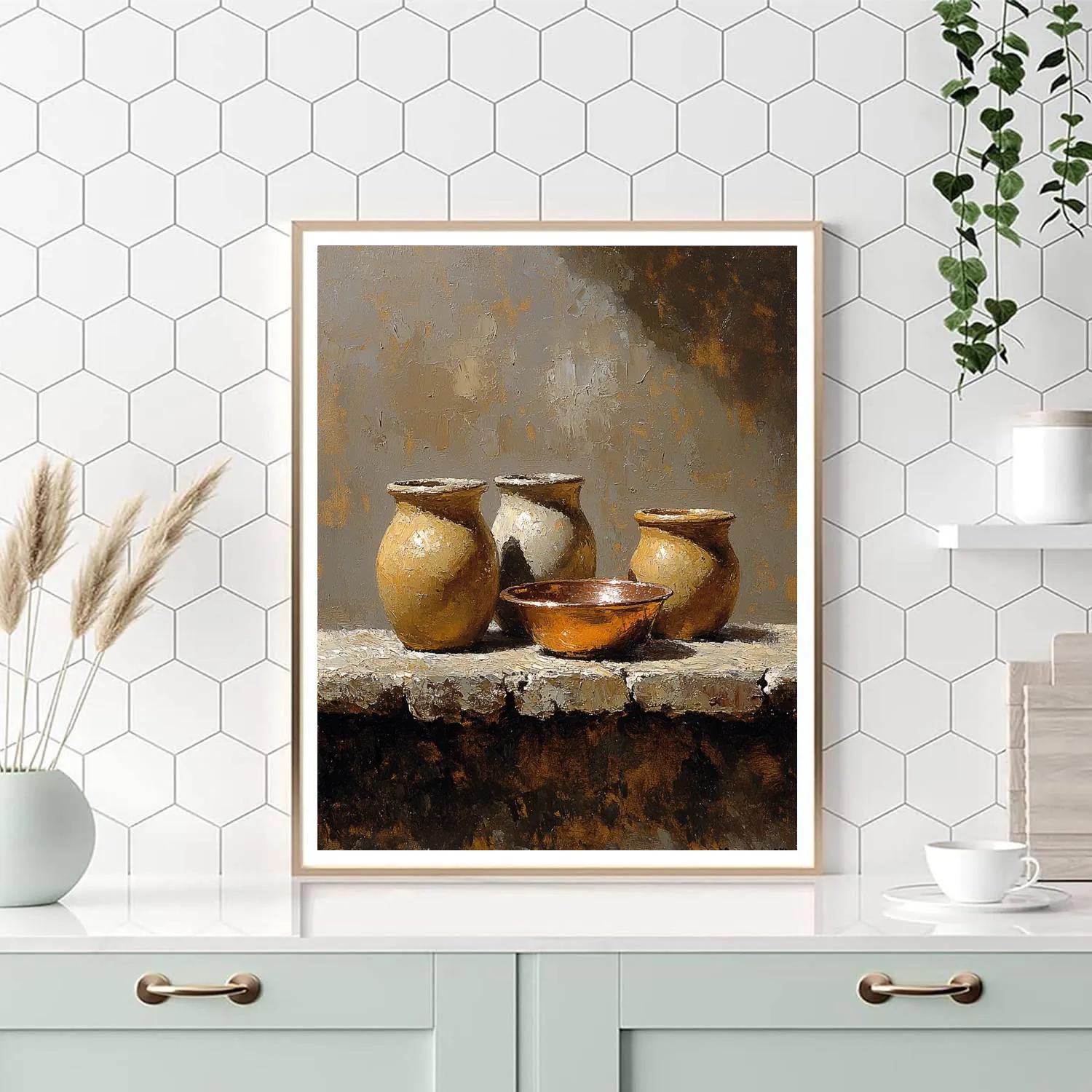 Diego Velázquez Inspired Silvery Bodegon Of Earthenware Jars And Copper Glow Painting by numbers kit