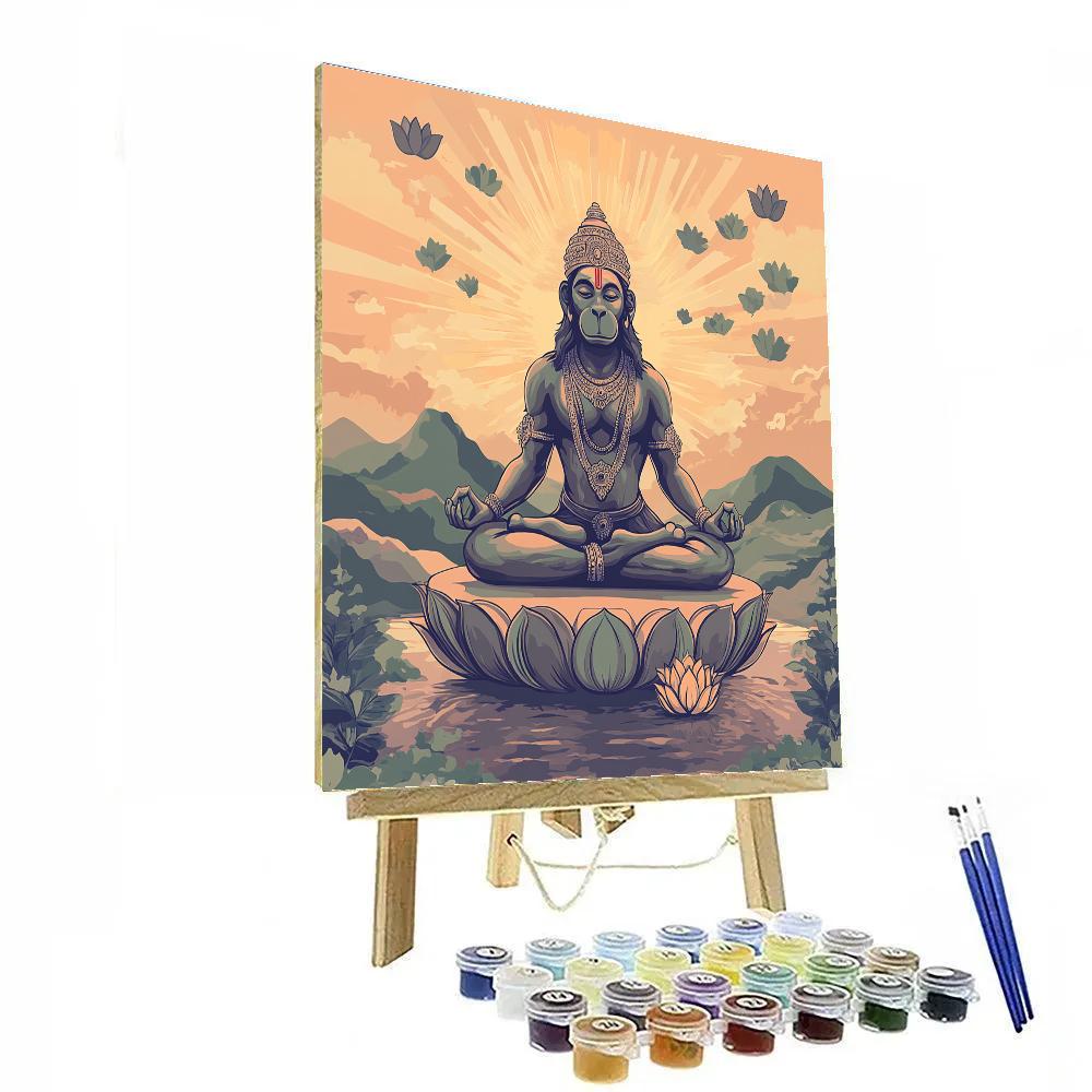 Hanuman Lotus Yoga At Sunrise paint by color