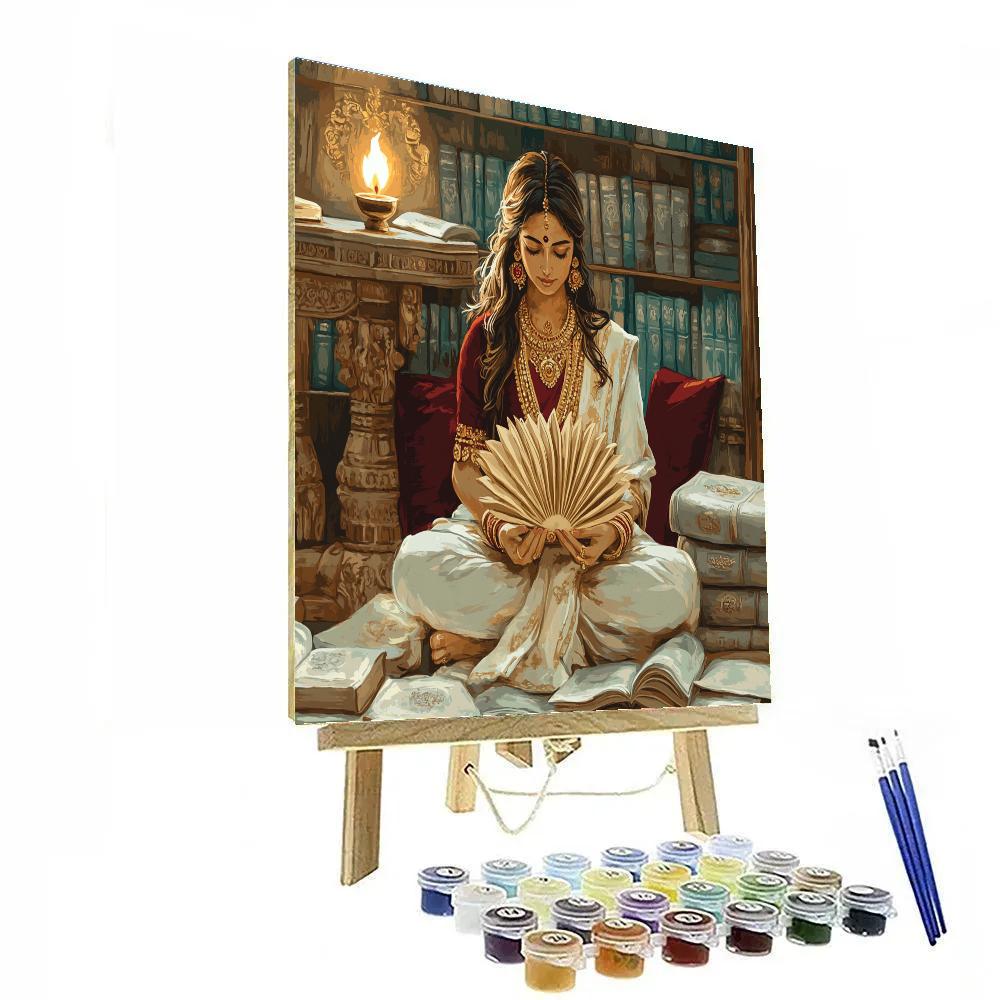 Parvati In Library Of Palm Leaves And Mantra Light Painting by numbers kit