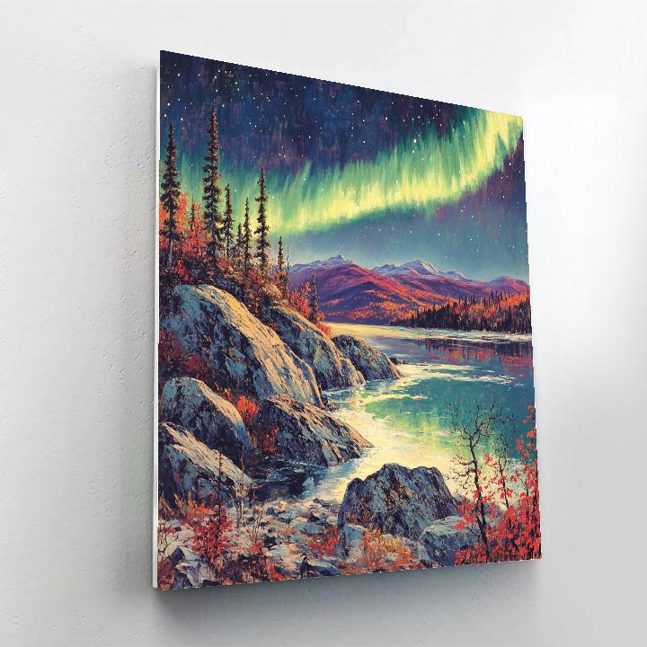 A.Y. Jackson Inspired Aurora Over The Canadian Shield Thaw DIY paint by numbers